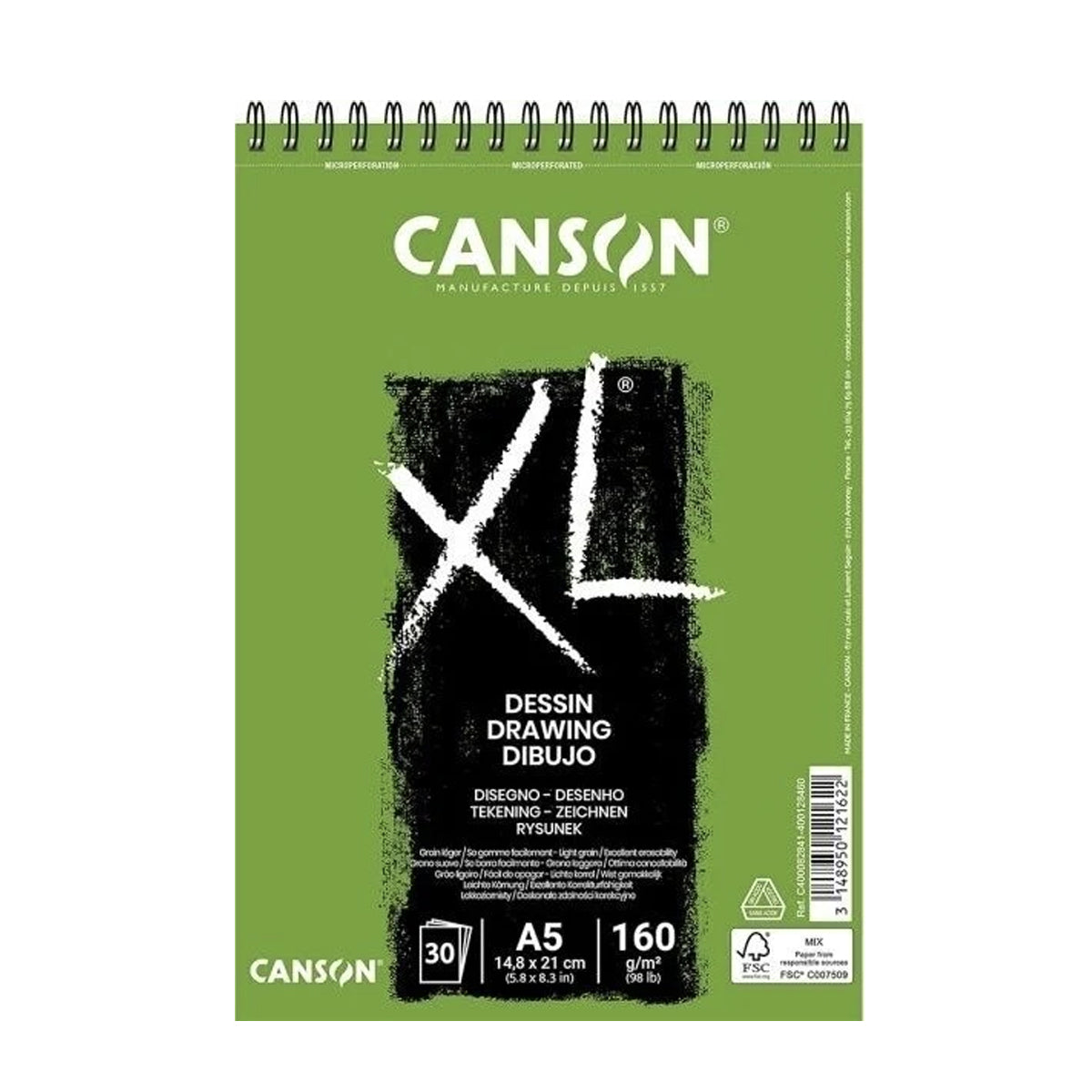 Sketchbook XL spirales papier blanc 160g microperforé - A5