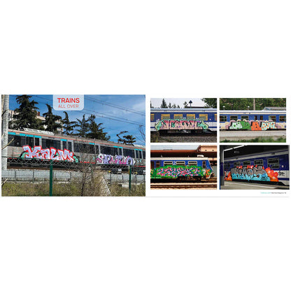 Trains panels graffiti all over