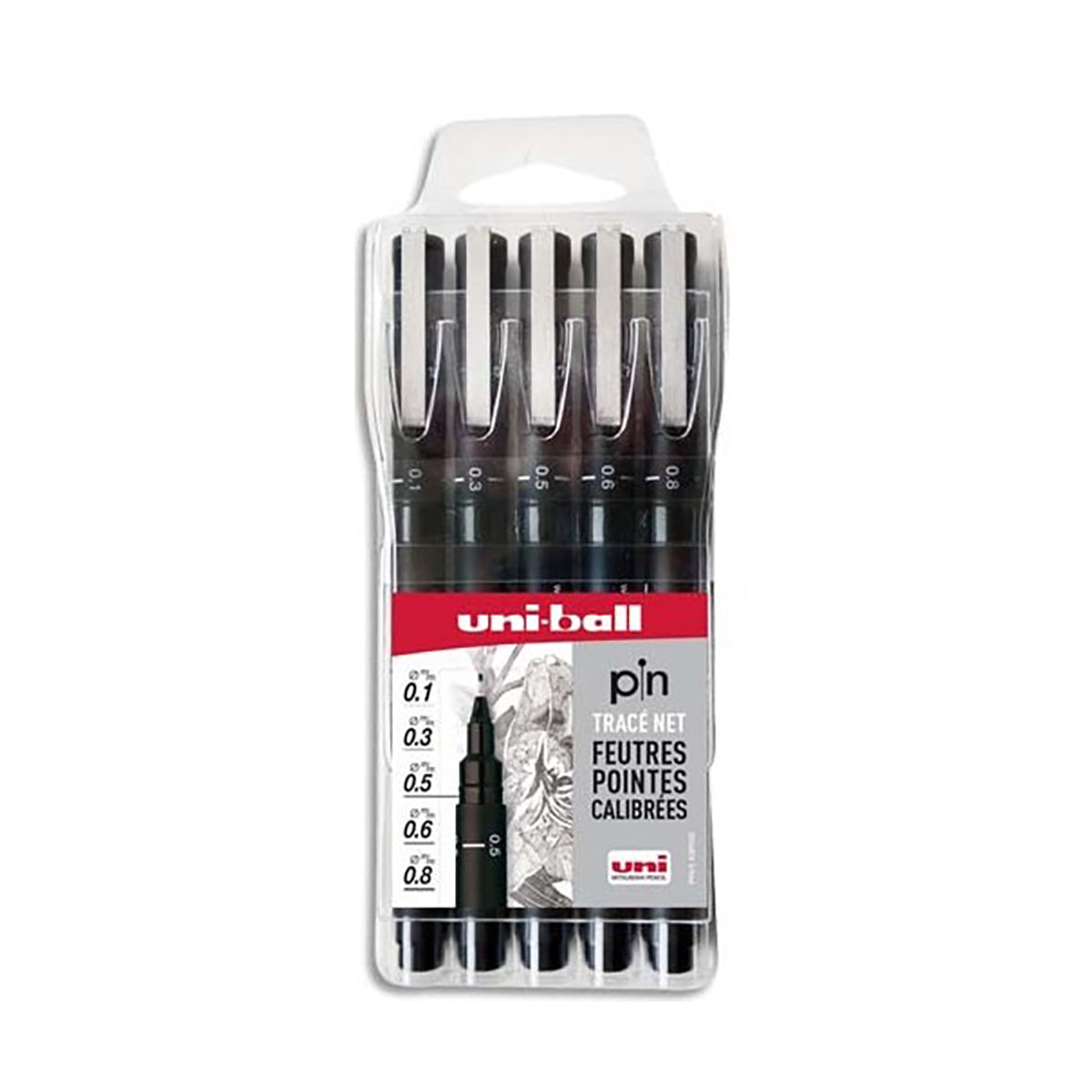 Etui feutres calibrés Uni Pin x5