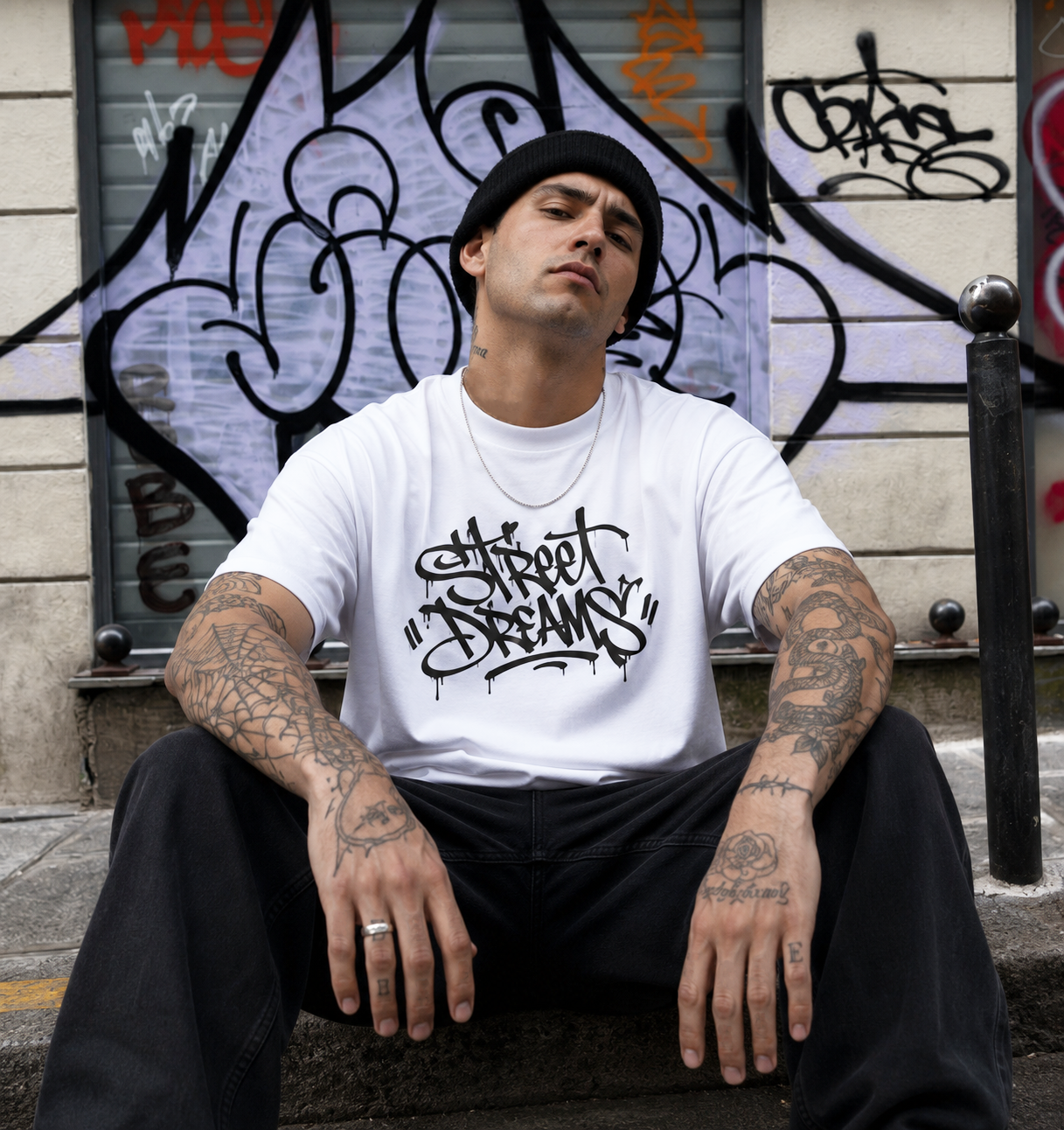 T-shirt handstyle "Street Dreams" - Blanc