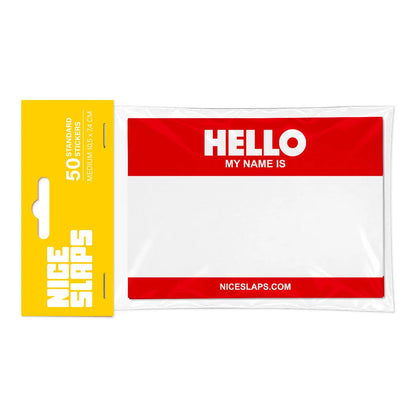 Stickers Hello My Name Is (Red) x50