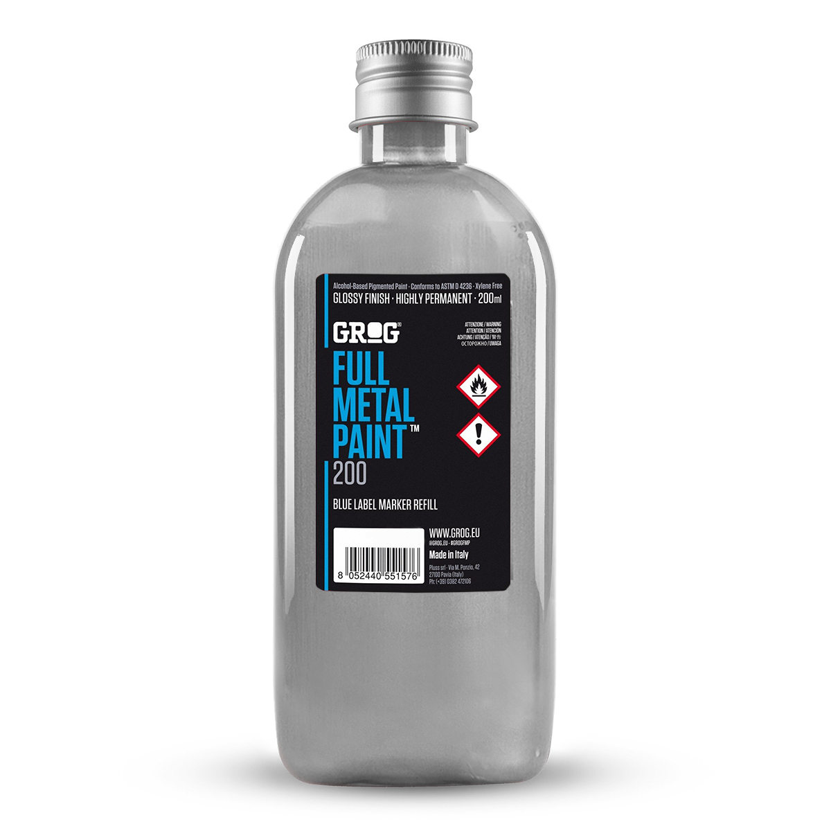 Encre de recharge peinture graffiti Grog Full Metal Paint couleur Burning Chrome